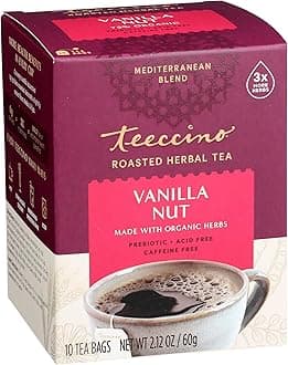 Teeccino Vanilla Nut Chicory Roasted Herbal Tea, 10 Bags