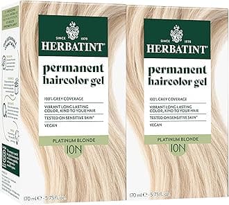 Herbatint Permanent Hair Dye - 10N Platinum Blonde - For Up To 100% Gray Coverage of Resistant Gray Hair - Ammonia-Free, Alcohol-Free & Vegan - Salon Influenced Hair Color 5.75 fl oz (2 Pack)