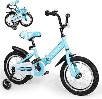 Betterland Folding Kids Bike,14/16/18 Inch Children Bicycle with Training Wheels and Dual Handbrakes Toddler Sport Bicycle for 3-9 Years Old Boys and Girls