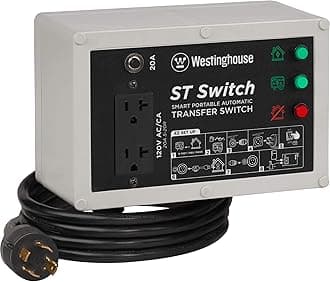 Outdoor Power Equipment ST Switch with Smart Portable Automatic Transfer Technology Home Standby Alternative, For Sump Pumps, Refrigerators, and More, Black and White