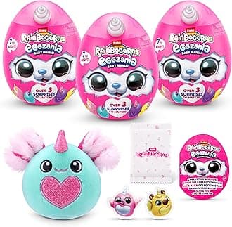 Rainbocorns ZURU Eggzania Baby Mania Plush Toy Box Surprise Animal Gift Idea for Girls (3 Packs)