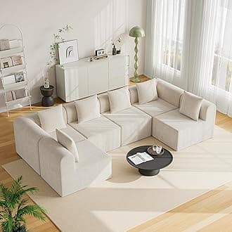 Wanna Modular Sectional Couches for Living Room with Deep Seat, 172'' 6 Seats L-Shape Cloud Sofa Couch, High Density Memory Foam, Boneless Upholstered Couches, Easy Assembly (Warm White)