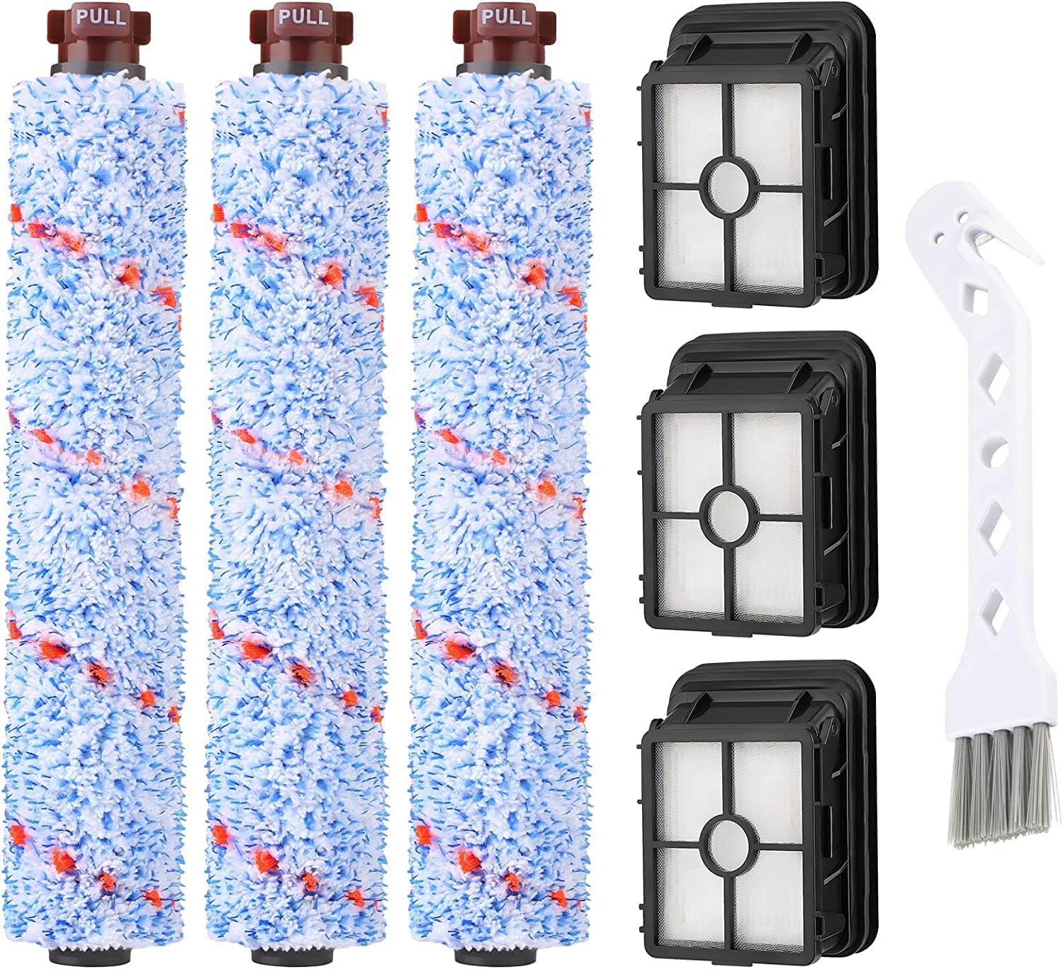 Replacements Compatible with Bissell CrossWave, 3 Multi-Surface Brush Roll 1868 + 3 Vacuum Filter 1866 Vacuum Filter, Compare to Part 1608683, 160-8683, 1608684