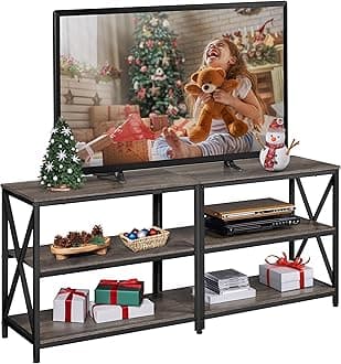 Yaheetech TV Stand for 65 Inches TV, Media Console Table for Living Room, Entertainment Center with Bookshelves, Taupe Wood