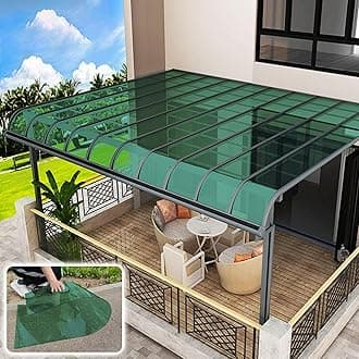Transparent Polycarbonate Roofing Sheet, Outdoor Patio Greenhouse Panels, UV Rain Protection Rain Pergola Roof Panels, for Patios, Partitions, Etc, Roof(Green,2.62 x 23ft)