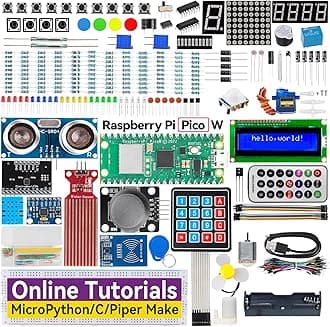 REES52 Raspberry Pi Pico W Ultimate Starter Kit with Online Tutorials, 450+ Items, 117 Projects, MicroPython, Piper Make and C/C++ (Compatible with Arduino IDE)