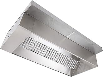 Commercial Exhaust Hood System, Includes Wall Canopy Stainless Steel Exhaust Hood, Upblast Exhaust Fan, Untempered Supply Fan, Roof Curbs, Electrical Controls (8' Hood System- Utility Cabinet Left)