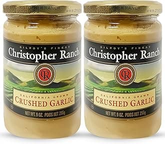 Christopher Ranch Crushed Garlic in Olive Oil, Heirloom California, Smooth Creamy Texture, Ready-to-Use, Premium Quality, Gluten-Free, Vegan-Friendly, 9 oz Jar, 2-Pack