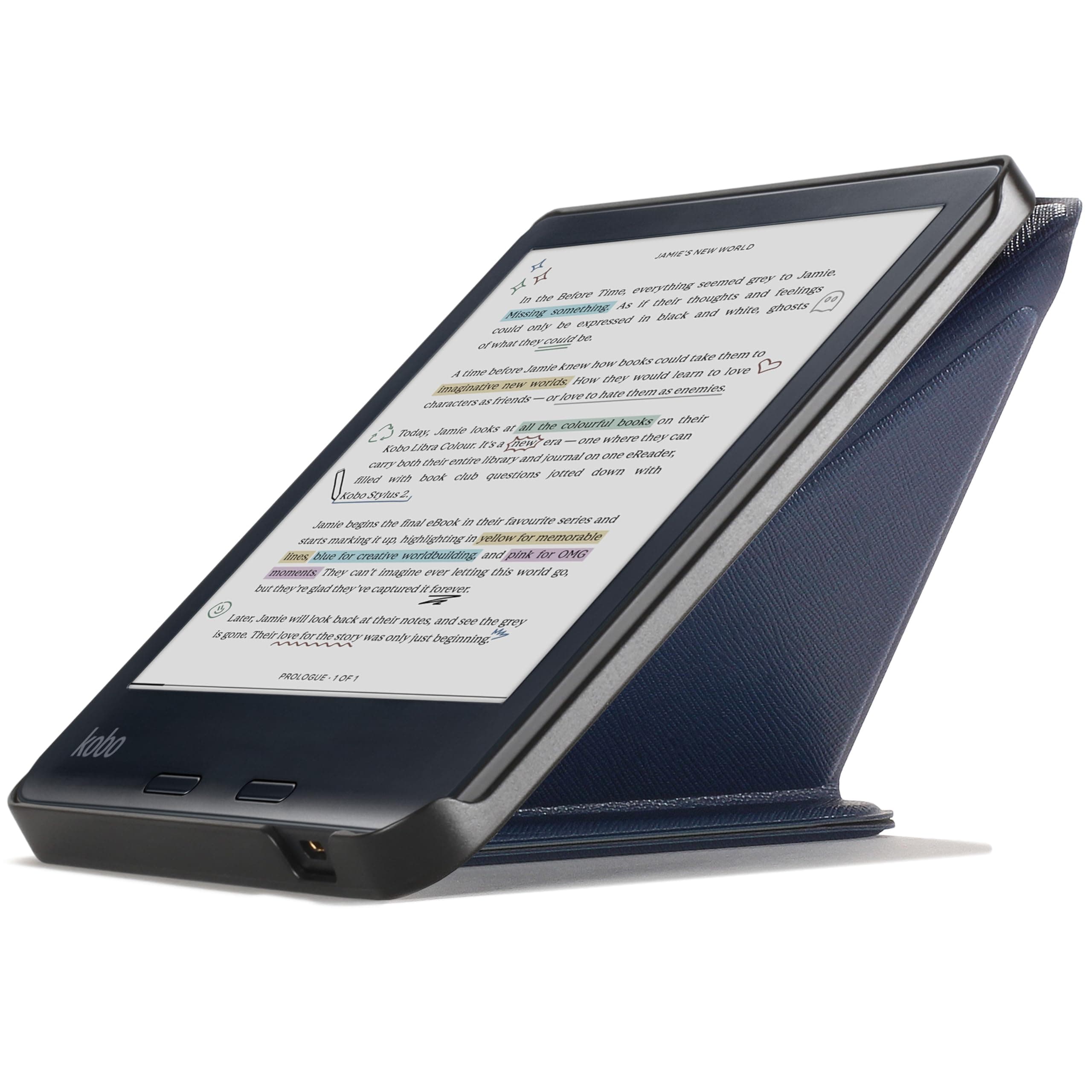 Forefront Cases Case for Kobo Libra Colour - Foldable Kobo Libra Colour Case Stand - Navy Blue - Thin and Light, Car Wake Up Sleeping, Protective Kobo Libra Colour Case