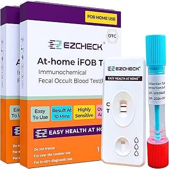EZCHECK® At-Home iFOB Test (2 Tests) Immunochemical Fecal Occult Blood Test (FIT) for Colon Health Screening, Colon Cancer Screening, Colorectal Cancer Screening, Colon Disease Test