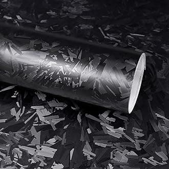 Black Forged Composite Carbon Fiber Vinyl Wrap Roll, Black Car Wrap Vinyl with Bubble Free Air Release Auto DIY Decal Vehicle Motorcycle Truck Self Adhesive Car Sticker Film 1ft x 5ft