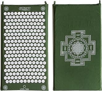 【Genuine Product】Shakti Acupressure Mat Green, Trusted by Experts, Ethically Handmade Acupressure Mat from India, No Hassle Needles, Achieves Deep Relaxation in 20 Minutes, Acupressure Experts