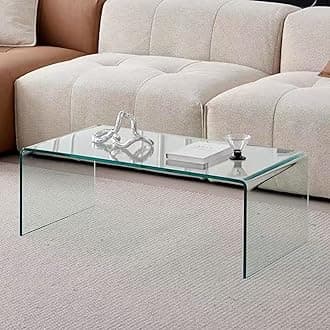 Clear Coffee Table, Modern Tempered Glass Small Coffee Tables End Tables, Easy to Clean for Living Room, 39.4" L x 19.7" W x 13.78" H