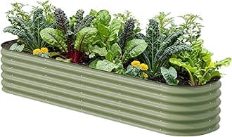 Vego garden Raised Garden Bed Kits, 17" Tall 9 in 1 8ft X 2ft Metal Raised Planter Bed for Vegetables Flowers Ground Planter Box-Olive Green