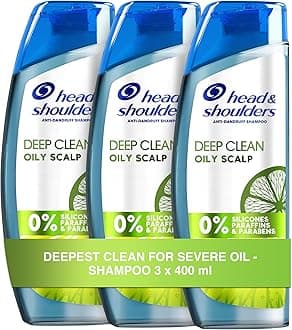 Head & Shoulders Deep Clean For SEVERE Itchy Scalp, Anti-Dandruff Shampoo, Free of Silicones, Parabens and Paraffins, 400 ml (Pack of 3)
