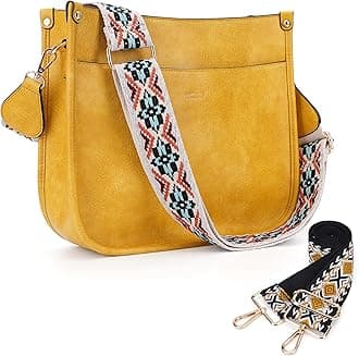 Crossbody Bags for Women Trendy Vegan Leather Hobo Handbags With 2PCS Adjustable Guitar Strap Shoulder Bucket Bags