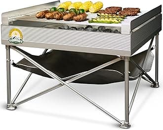 Campfire Defender Protect Preserve Portable Outdoor Fire Pit and BBQ Grill | Packs Down Smaller than a Tent Quad-Fold Grilling Grate
