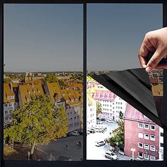 One Way Window Privacy Film with Tools, Heat Control Window Tint for Home, Explosion-Proof Premium PET Material Sun Blocking Anti UV Reflective Window Film, Cosmic Black,27.6 Inch x 16.4 Feet
