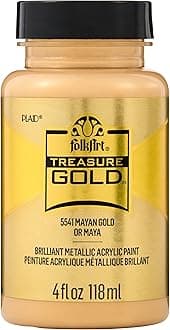 FolkArt 5541 Treasure Brilliant Metallic Paint, 4 oz, Mayan Gold
