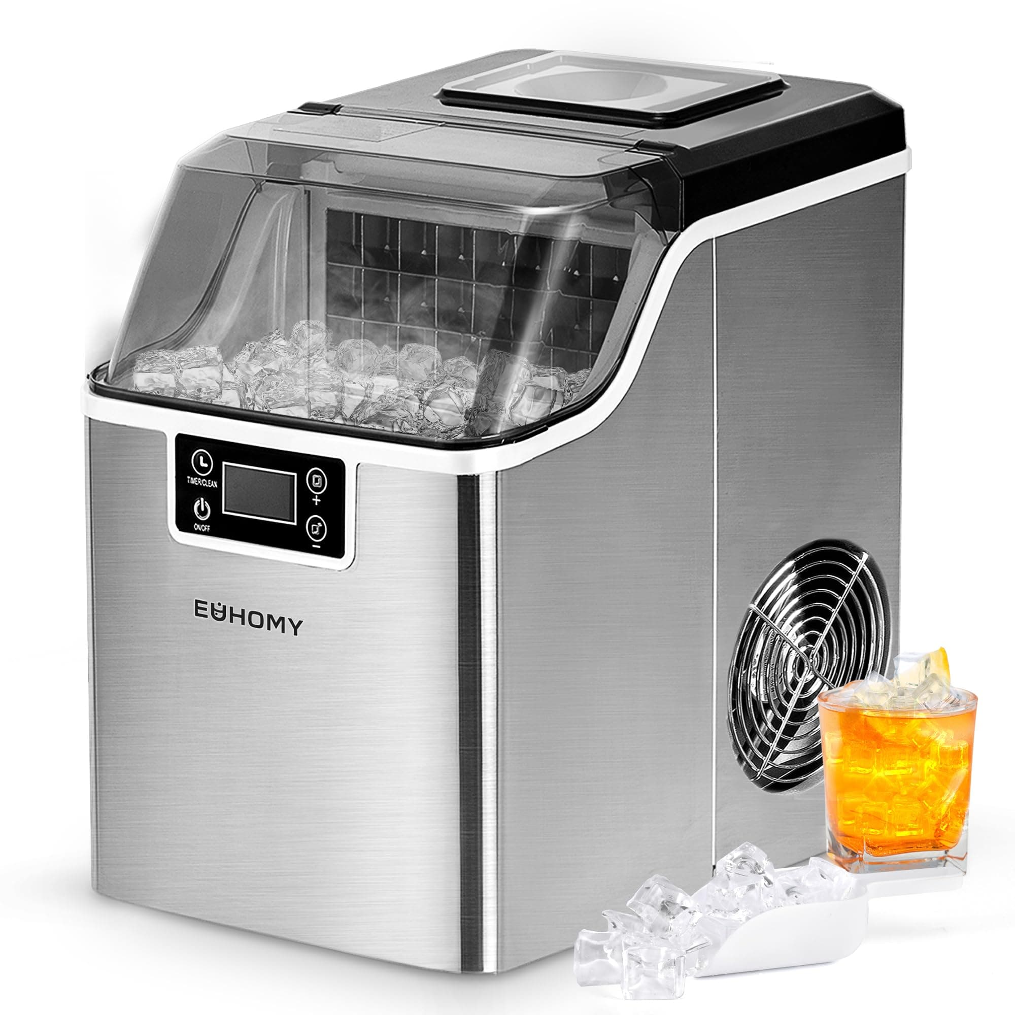 Ice Maker Machine Compact Countertop Ice Cube Maker 24 Ice Cubes Ready in 13 Minutes, 2 Ways to Add Water Self Cleaning 3.2 L Ice Maker with Ice Scoop and Basket for Home/Kitchen/Office/Bar