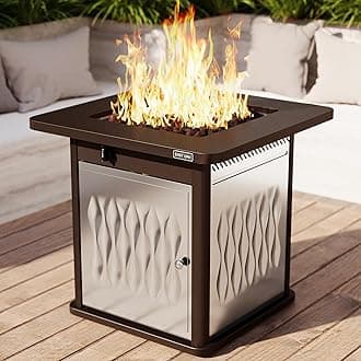 EAST OAK 28 Inch Gas Fire Table, 50000 BTU, Bronze and Stainless Steel