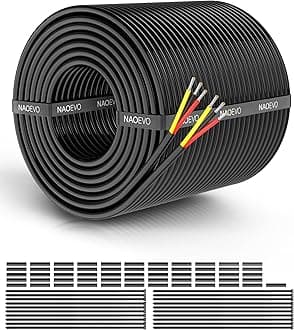NAOEVO 18 Gauge Wire 3 Conductor Electrical Wire, 18 AWG Stranded PVC Cord, 12V Low Voltage/Tinned Copper/Flexible Cable for Automotive Wiring, Lamp Cord, Marine Cable (200FT)