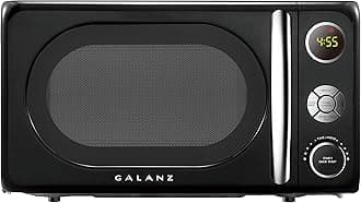 GLCMKA07BKR-07 Microwave Oven, LED Lighting, Pull Handle Design, Child Lock, Retro Black, 0.7 cu ft