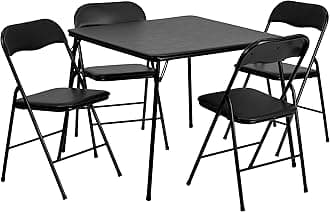 Flash Furniture Card Lightweight Portable Folding Table with Collapsible Legs, 5 Piece Set, Black