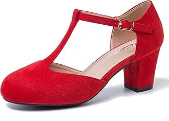Women's T-Strap Mary Jane Pumps, Block Heel, Closed Toe, Dress Shoes with Buckle