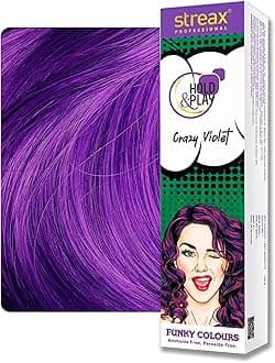 Streax Professional Hold & Play Funky Colours Hair Color, 100g - Crazy Violet 100g