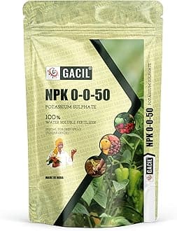 Gacil Potassium Sulphate Npk 0-0-50 Fertilizer For Plants (K2So4) | Water-soluble Fertilizer Plant Growth Supplement For All Types Of Gardening Plants & Agriculture Crops (250 G).