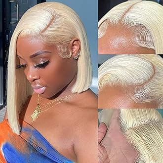 613 Blonde Lace Front Wigs Human Hair 13x4 180% Density Straight Lace Frontal Wig Human Hair Pre Plucked With Baby Hair HD Lace Front Wigs Human For Women(12inch)