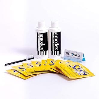 Amodex Ink & Stain Remover Arsenal, Safe and Effective on Clothes, Leather and Skin, Full Set for all your Stain Removal Needs, Includes 2 Bottles, 1 Brush, 10 Wipes