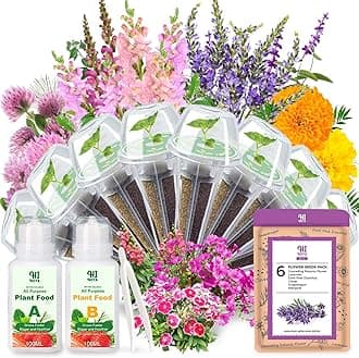 Flower Seed Pods for All Hydroponics Growing System, 8 Pods with 600+ Seeds of Marigold, Lavender, Petunia, Dark Pink Dianthus, Clover and Snapdragon