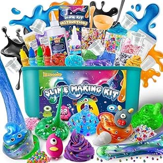 Monster Slime Kit for Girls, Galaxy Slime Making Kit for Girls Boys 3-12, Glimmer Crunchy, DIY Slime Kit with Add-ins, Foam Balls, Charms, Glitters,Party Favors Gift Toys for Kids