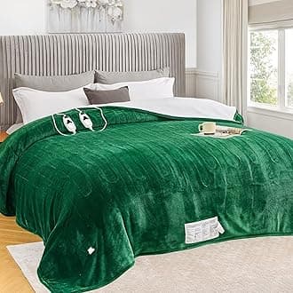 greenoak Heated Blanket Electric Queen Size 84"X90" Dual Control, Heating Blanket with 10 Levels 1/2/4/6/8 Hours Auto-Off Overheat Protection, Soft Sherpa Warm,ETL Certified Emerald Green