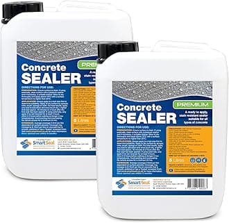 Premium Concrete Sealer - Easy to Apply, High Protection, Oil & Water Repellent, Food Safe. Suitable for All Surfaces - 2 x 5L