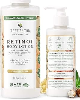 Tree To Tub Retinol Body Lotion - Hydrating Body Cream, Advanced Firming Cream w/Hyaluronic Acid & Shea Butter, Fragrance-Free Body Lotion for Crepey Skin for Older Women & Men