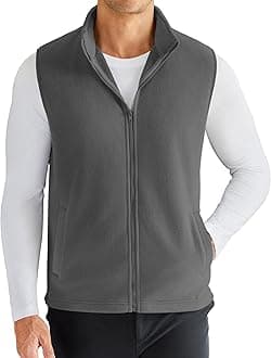 COOFANDY Men's Polar Fleece Vest Lightweight Sleeveless Zip Up Jacket Casual Outerwear Outdoor Golf Vests