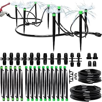 CARPATHEN Drip Irrigation System Kit - Complete Premium Garden Watering System with Adjustable Sprinkler Emitters, 5/16" & 1/4" Tubing and Fittings - Drip Line for Raised Beds, Lawn, Pots, Greenhouse
