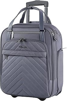 VANKEAN Carry On Underseat 16-inch Multi-functional Underseater Lightweight Overnight Suitcase with Wheels, Roller Case for Men Women Travel Business, Dark Grey