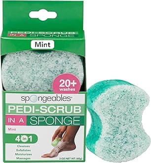 Spongeables Pedi Scrub Foot Exfoliating 20+ Wash Sponge, Mint, 1 Count