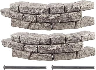 RTS Home Accents Rock Lock Interlocking Landscape Edging and Border System, Curved Section With Spikes, 2.5 Feet Long (Pack of 2)