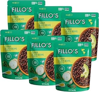 Fillo's Cuban Black Beans, Ready to Eat Sofrito & Beans, 10 oz Pk of 6, Made with Fresh Vegetables, Gluten-Free, Preservative-Free, Microwavable, Non-GMO, Plant Protein, Vegan Friendly