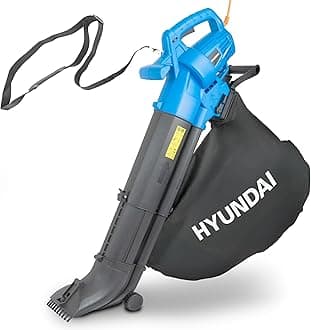 Hyundai 3000W Leaf Blower, Garden Vacuum & Mulcher, 45L Bag, 12m Cable, Variable Airspeed 62–170mph, Lightweight Electric Garden Tool – Blue