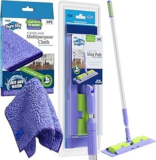 Pure-Sky Magic Deep Clean Floor Mop - JUST ADD Water No Detergents Needed - Ultra Microfiber Damp Mop Cleaner - Includes Pole Light Weight, Strong Durable Pole + Includes Attachable Towel
