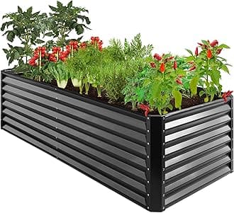 8x4x2ft Outdoor Metal Raised Garden Bed, Deep Root Planter Box for Vegetables, Flowers, Herbs, and Succulents w/ 478 Gallon Capacity - Gray