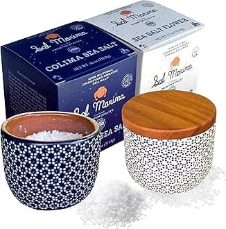 SAL MARINA | Sea Salt | Sea Salt Flower | 2 Containers One for Each Salt| Lagoon of Coyutlán Colima Mexico | Friendly to the human body | Different essential minerals for the human body | Package of 2