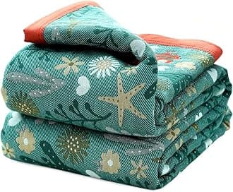 Boho Throw Blanket for Bed 100% Cotton Ultra Soft Rustic Quilt Summer Blanket Floral Printed Farmhouse Decor Bed Blankets,80"×90" All Season Rustic Throw for Sofa Couch Chair