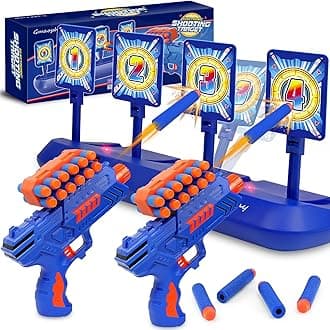 Digital Shooting Targets with 2 Foam Dart Toy Blaster, Kids Shooting Game Toys, Electronic Scoring Auto Reset 4 Targets, Birthday for Ages 5 6 7 8 9 10+ Years Old Kids Boys Girls